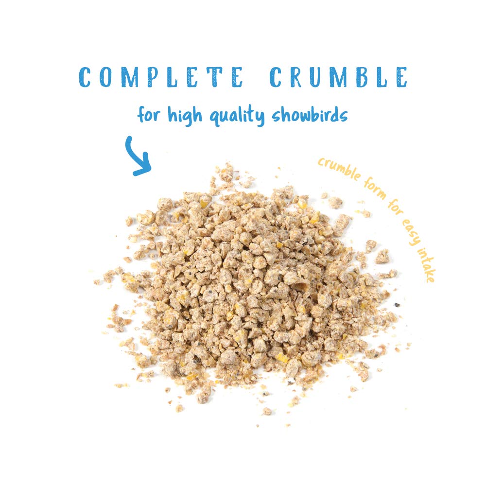 Manna Pro Gamebird Showbird Crumbles dans bol de nourriture prêt à servir.