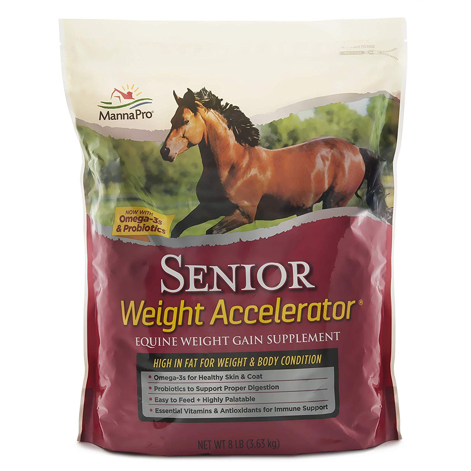 Manna Pro Pellets-doux-senior: faciles à mâcher et appétents pour chevaux âgés.