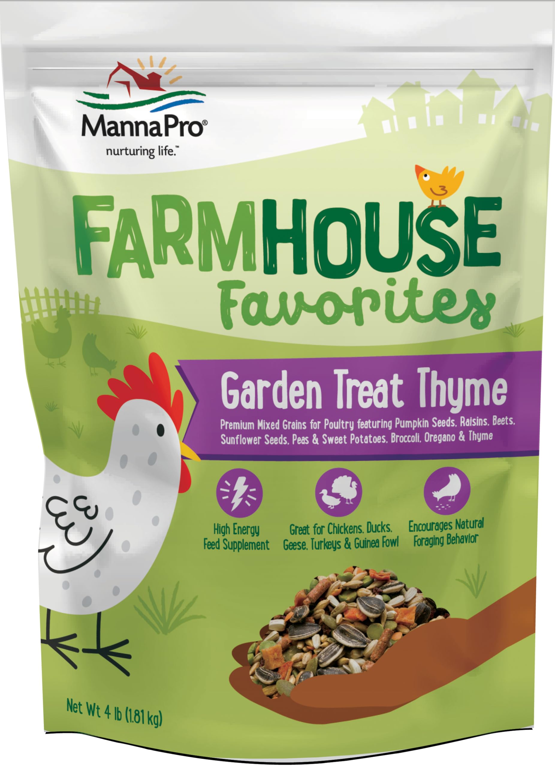 Manna Pro Garden Treat Thyme : emballage (sachet) prêt à servir comme friandise.