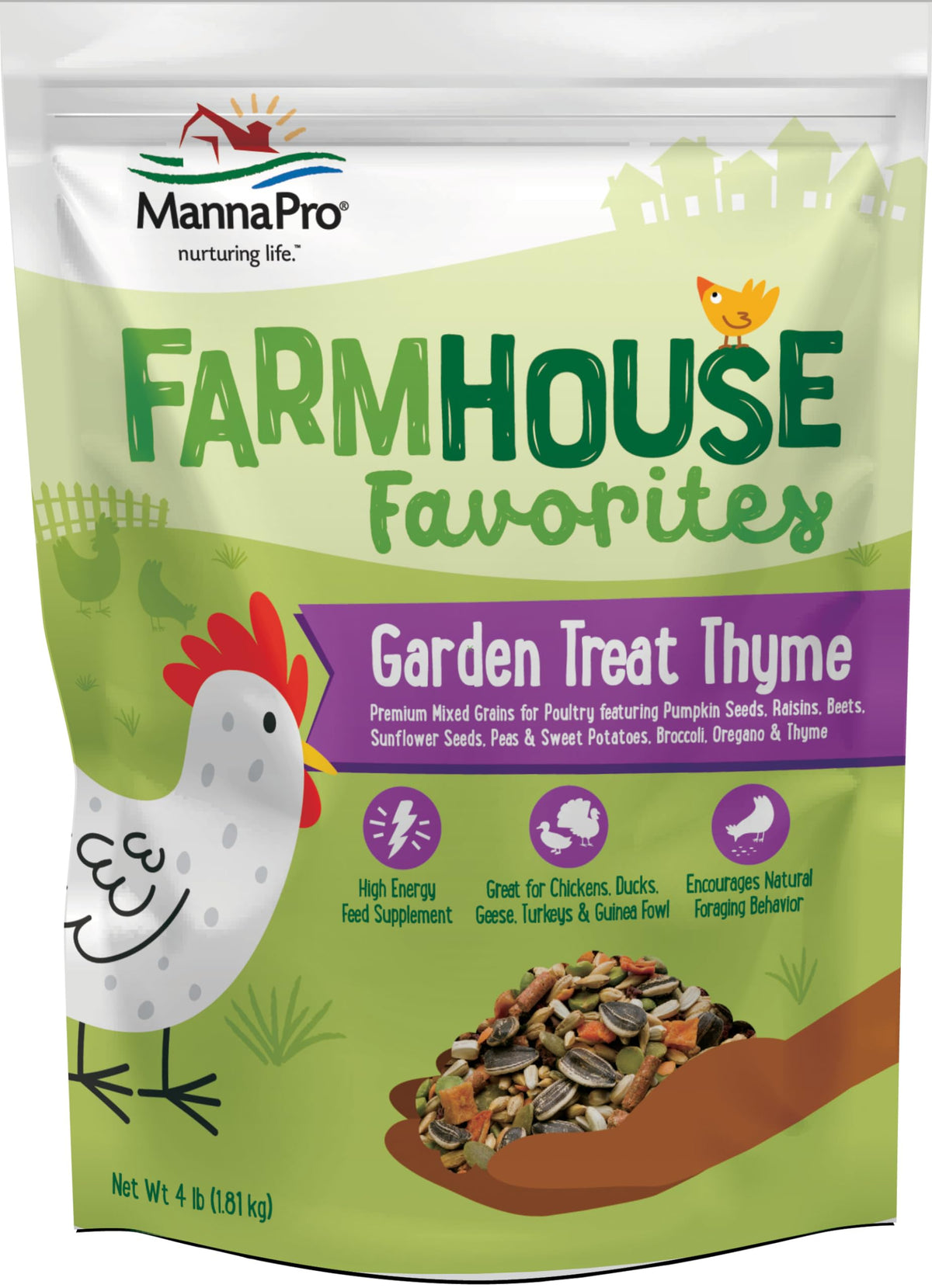 Manna Pro Garden Treat Thyme : emballage (sachet) prêt à servir comme friandise.