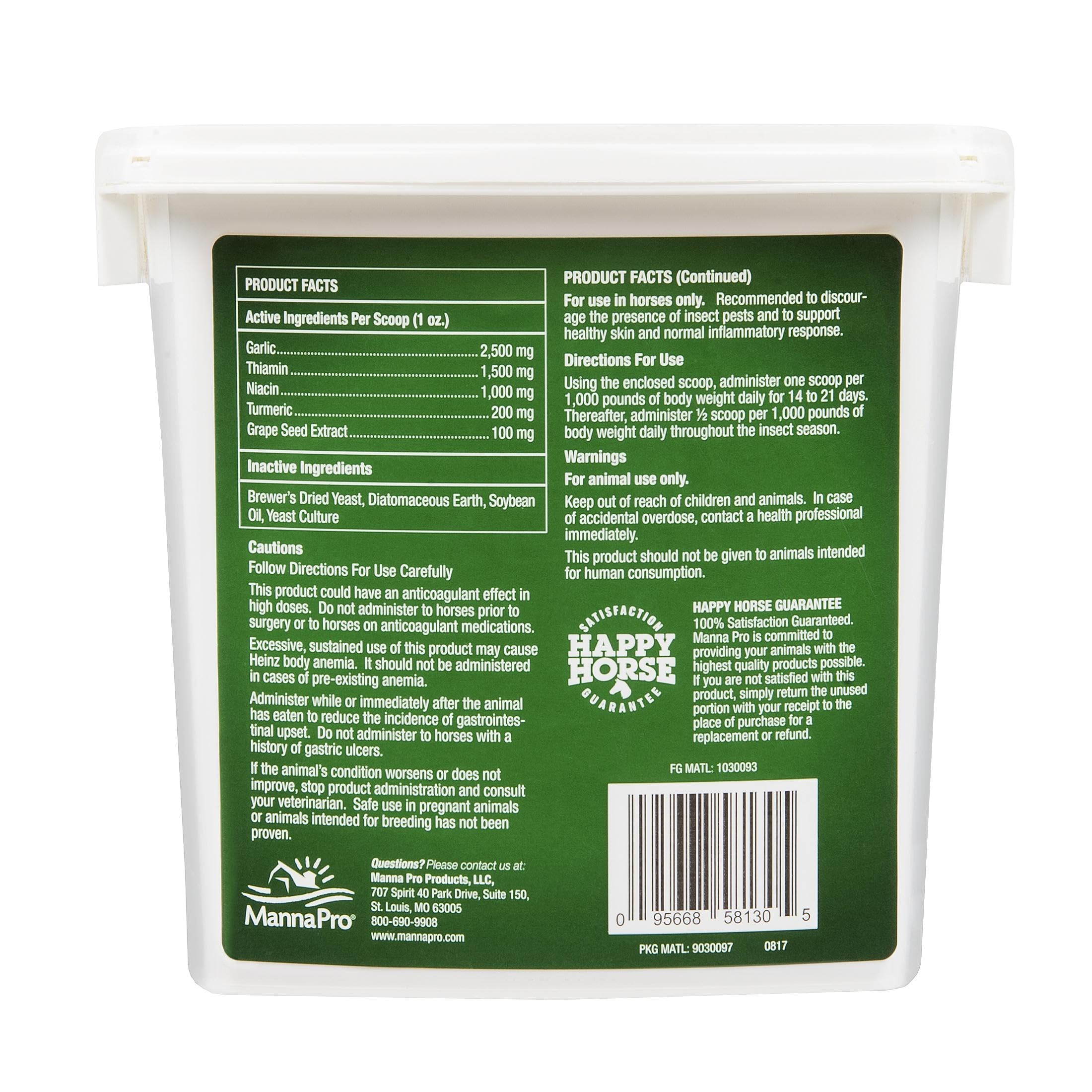Poudre Nature’s Force Bug Clear ajoutée à l’alimentation pour ingestion régulière.