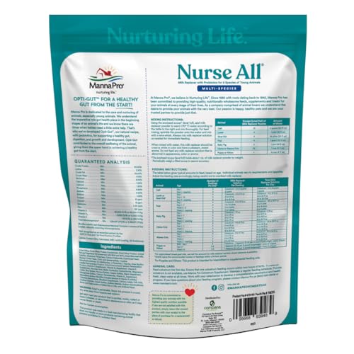 Manna Pro Nurse All Multi-Species Milk Replacer avec probiotiques inclus