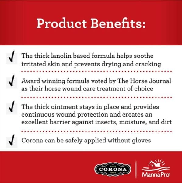 Pommade Corona reste en place, offrant une protection continue pour la peau du cheval.