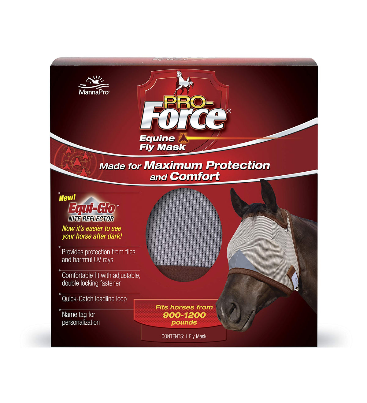 Masque Pro-Force anti-mouches de Manna Pro protège les chevaux des insectes.