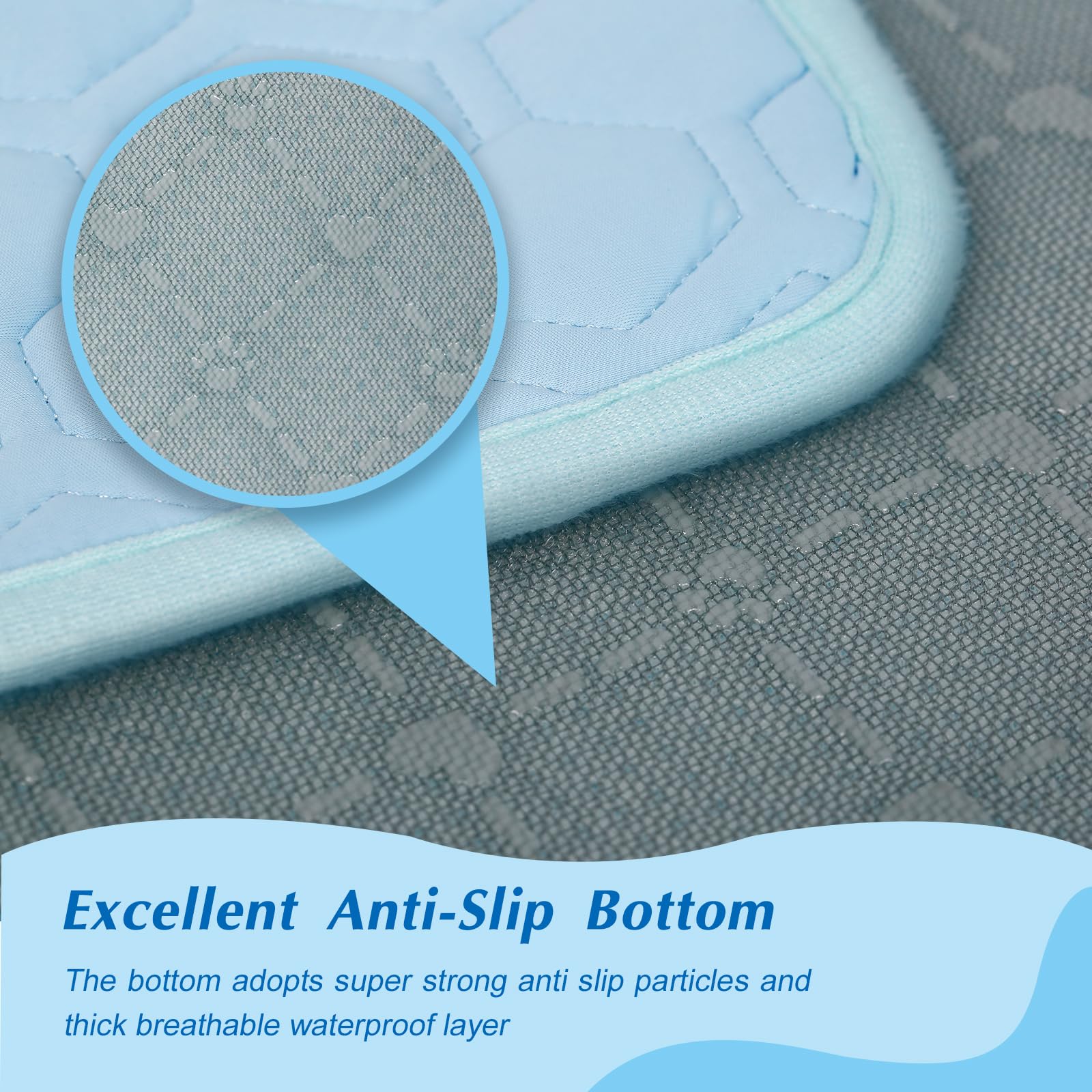 Tapis Mannice refroidissant pour chien bleu, base anti-glissement pour rester en place.
