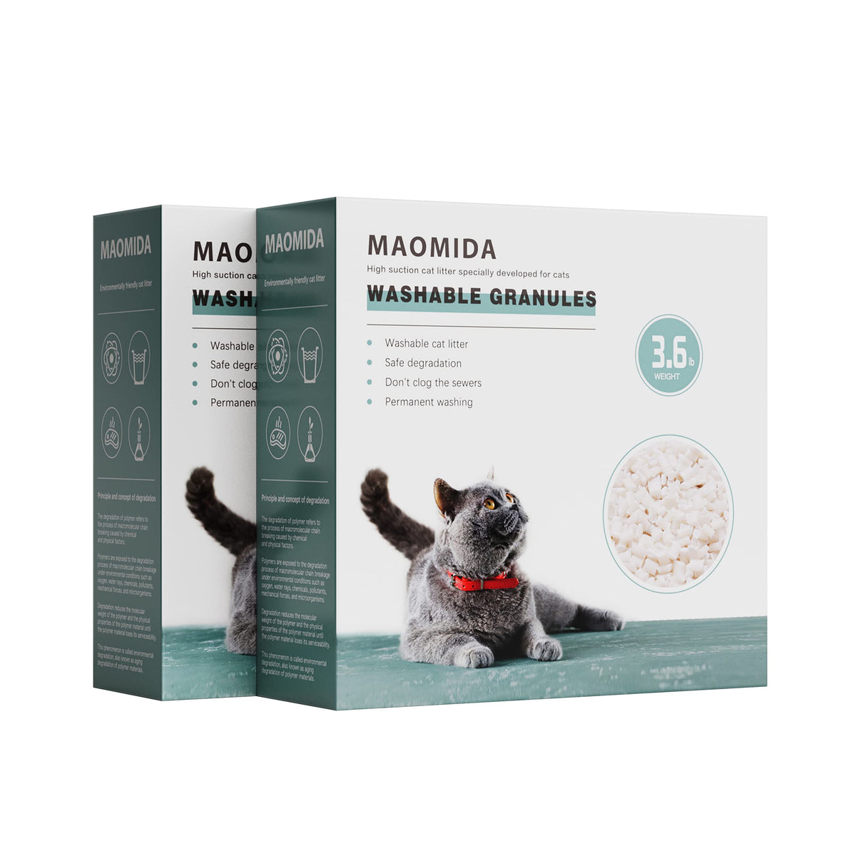 Granules lavables Maomida, alternative pratique à Cat Genie.