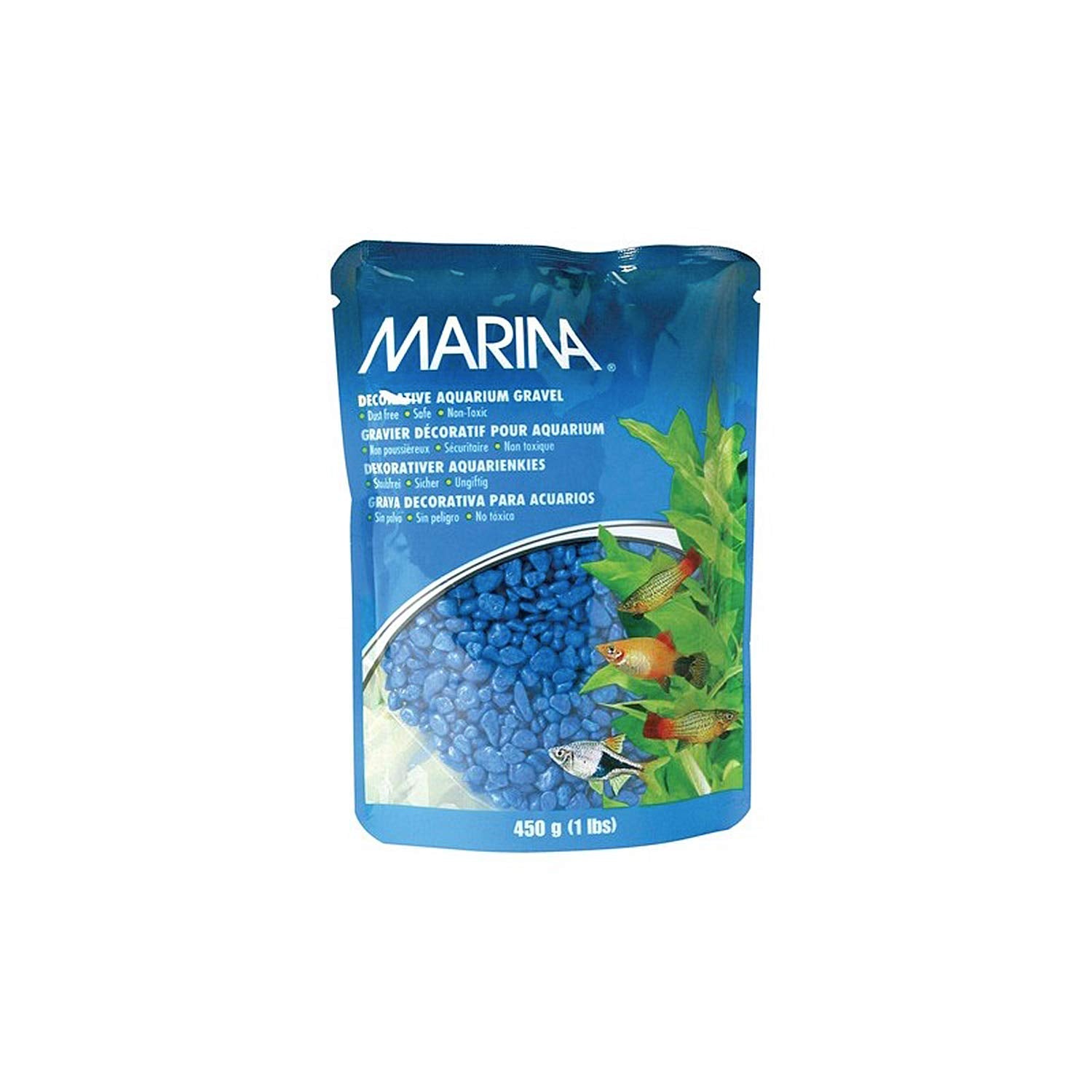 Marina gravier décoratif bleu pour aquarium, couleur vive sans modifier la chimie de l'eau.