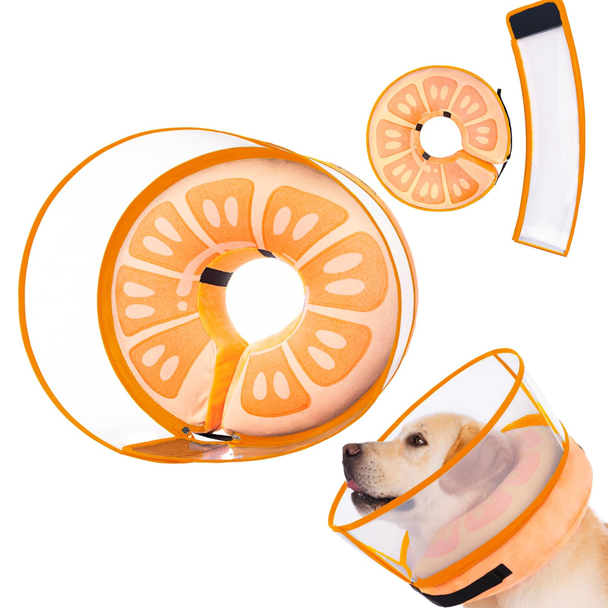 Mariyago collier gonflable anneau chien taille tres grand orange, confort durable.