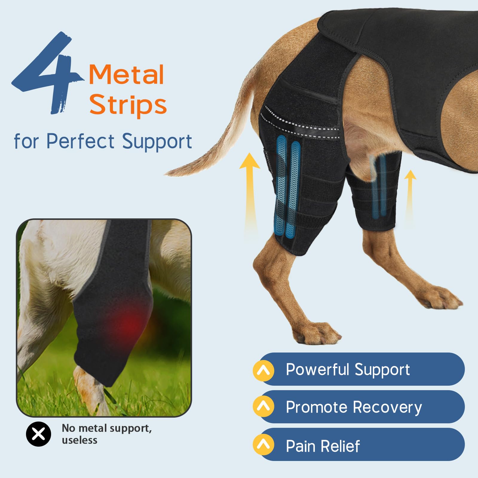 Marnonsis système antidérapant attache attelle patte arrière chien maintien en place