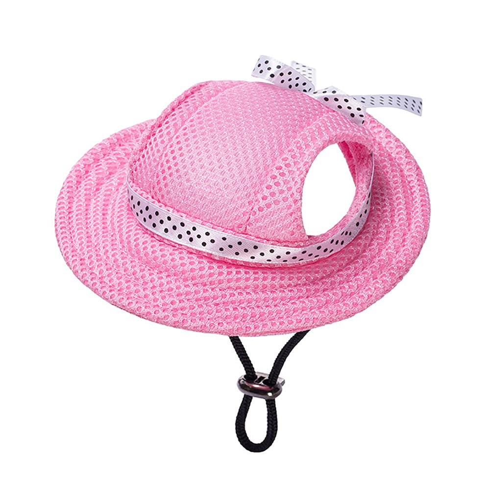MaruPet chapeau visière ronde rose pour petit chien, protection solaire légère.