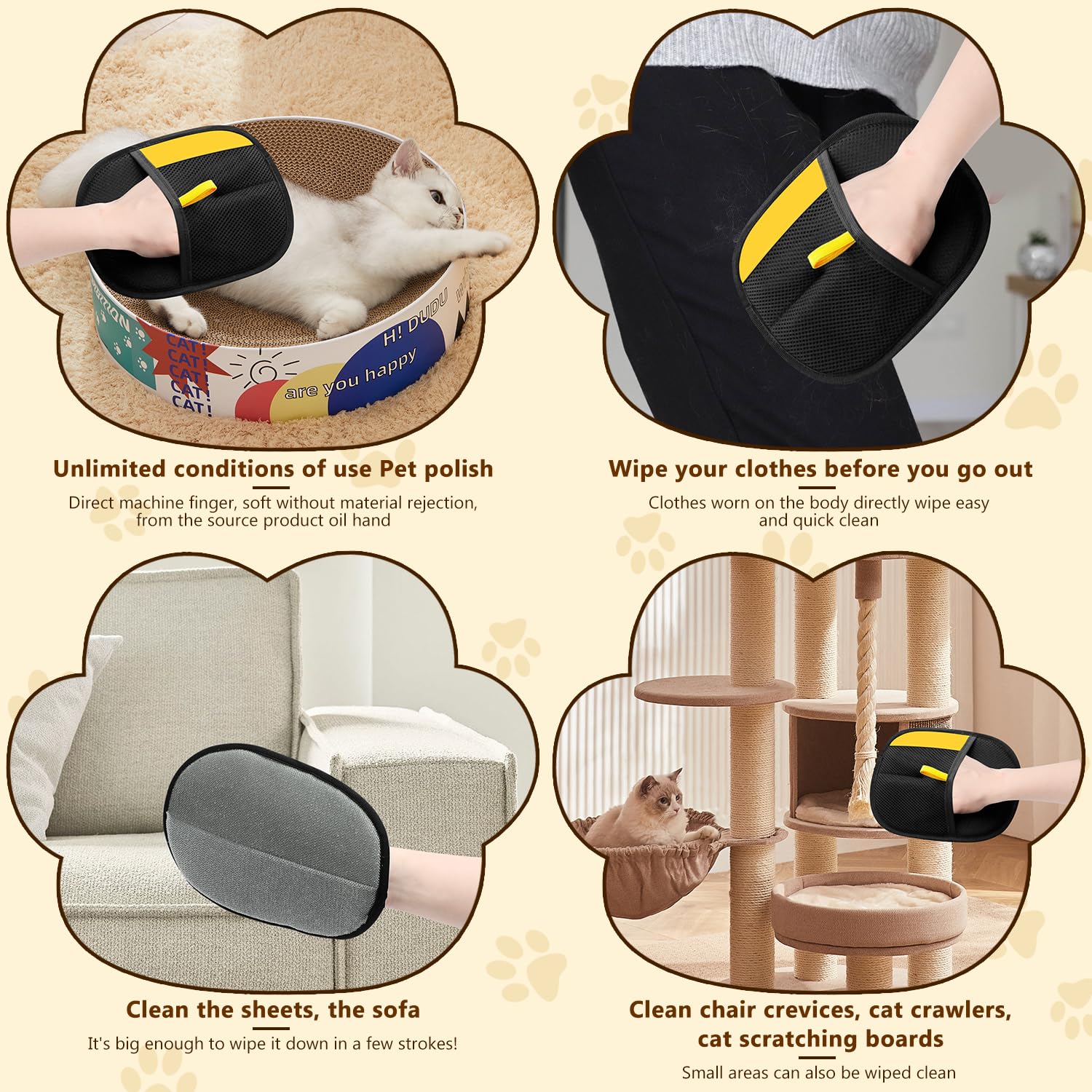 Gants marveher offrent douceur et massage pendant le grooming.