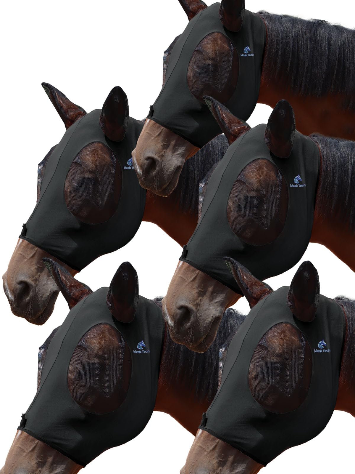 Mask-Tech masque anti-mouches cheval 5-pack pour rotation quotidienne pendant la saison des mouches.