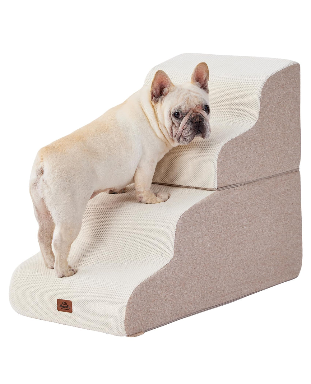 MASSFU escalier chien beige 4 étapes, accès facile au canapé.