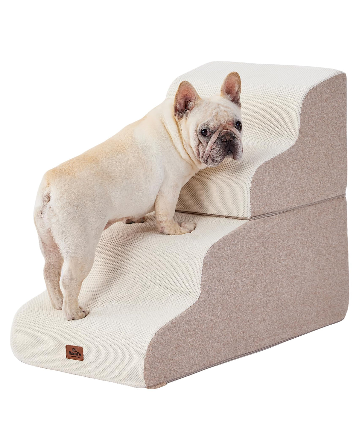 MASSFU escalier chien beige 4 étapes, accès facile au canapé.