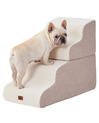 MASSFU escalier chien beige 4 étapes, accès facile au canapé.
