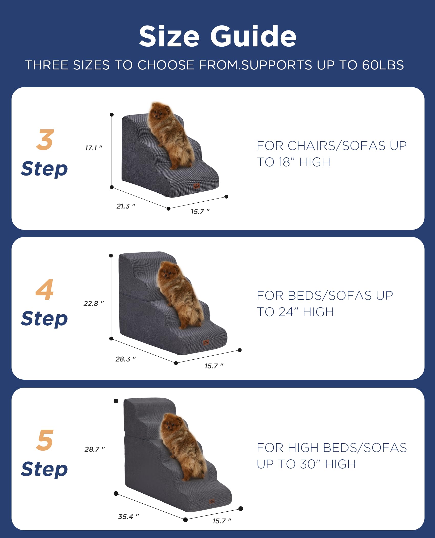 MASSFU escalier chien beige, housse lavable et facile d’entretien.