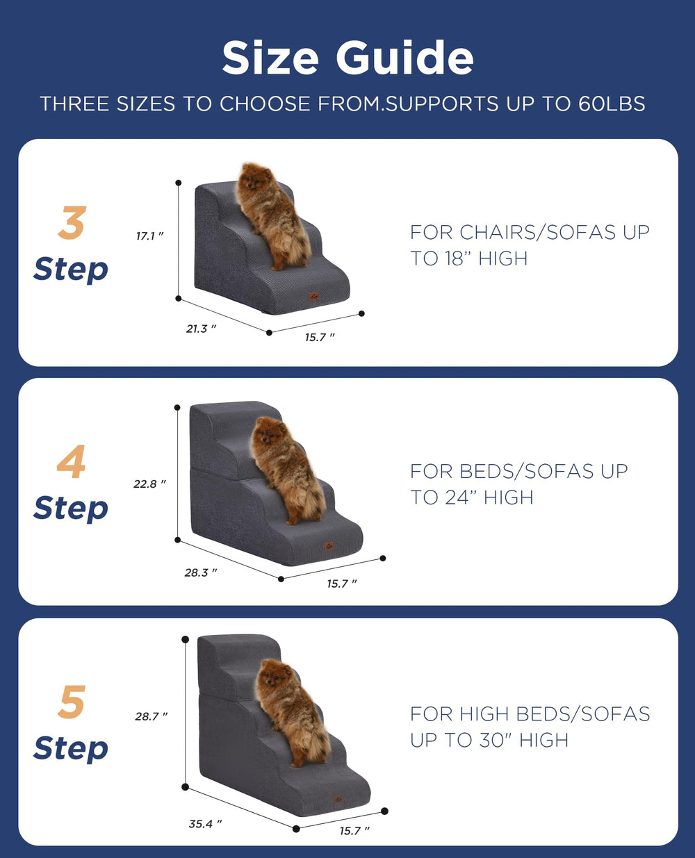 MASSFU escalier chien beige, housse lavable et facile d’entretien.