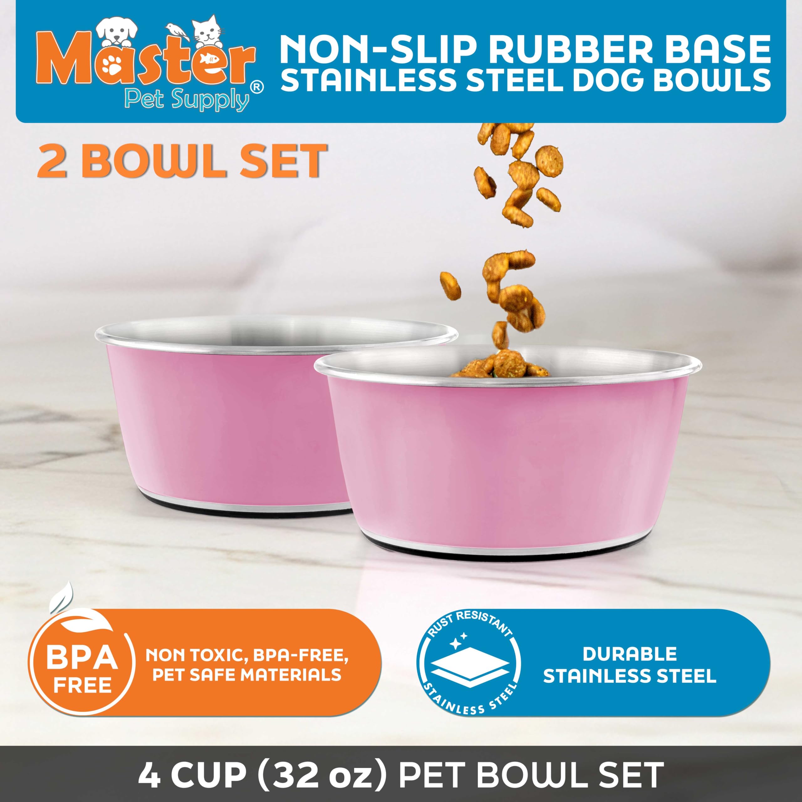 Master Pet Supply - base antiderapante en caoutchouc, stabilise les bols et evite les renversements.