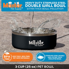 Master Pet Supply base anti-dérapante avec caoutchouc, empêche les débordements.
