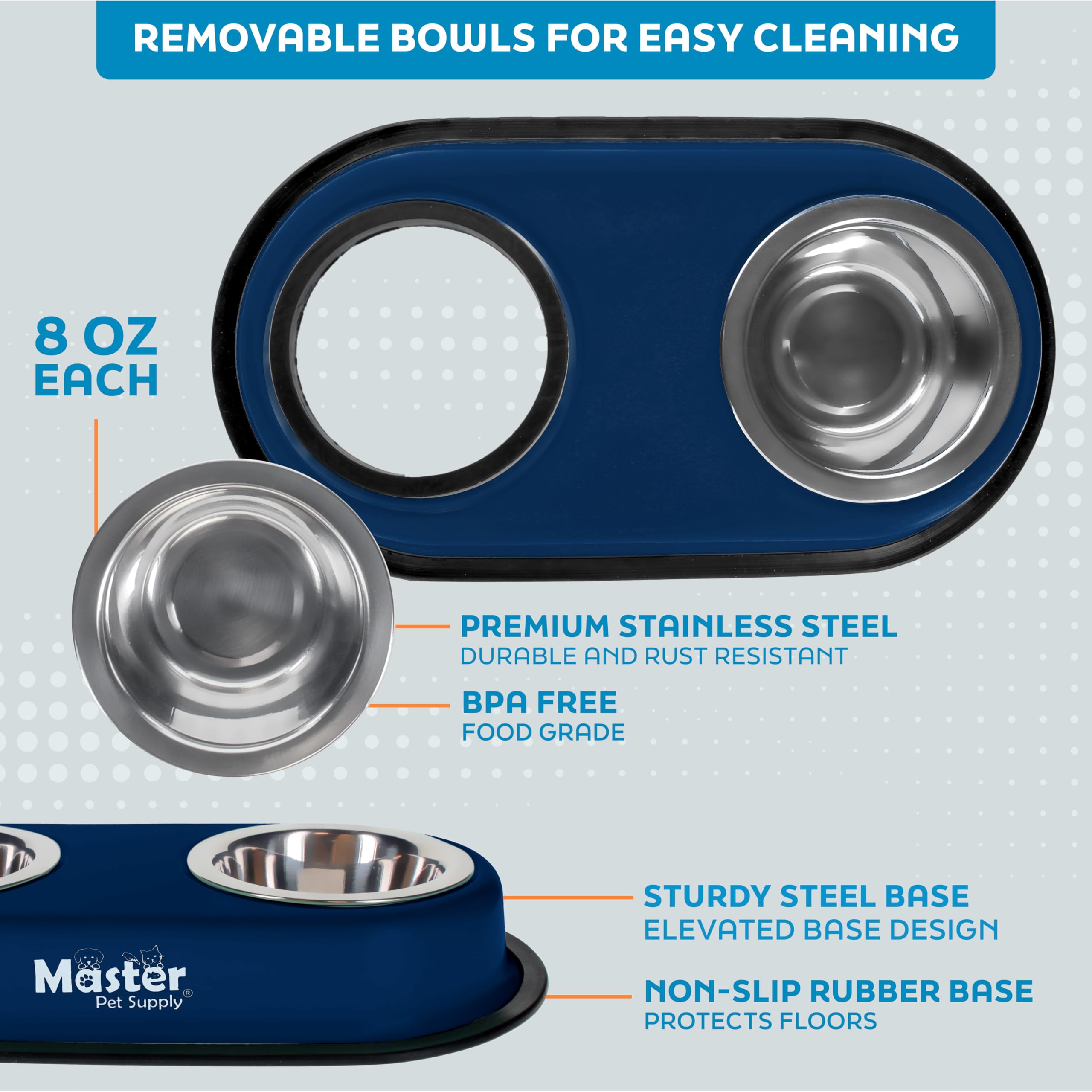 Base élevée Master Pet Supply, favorise une posture confortable lors des repas.