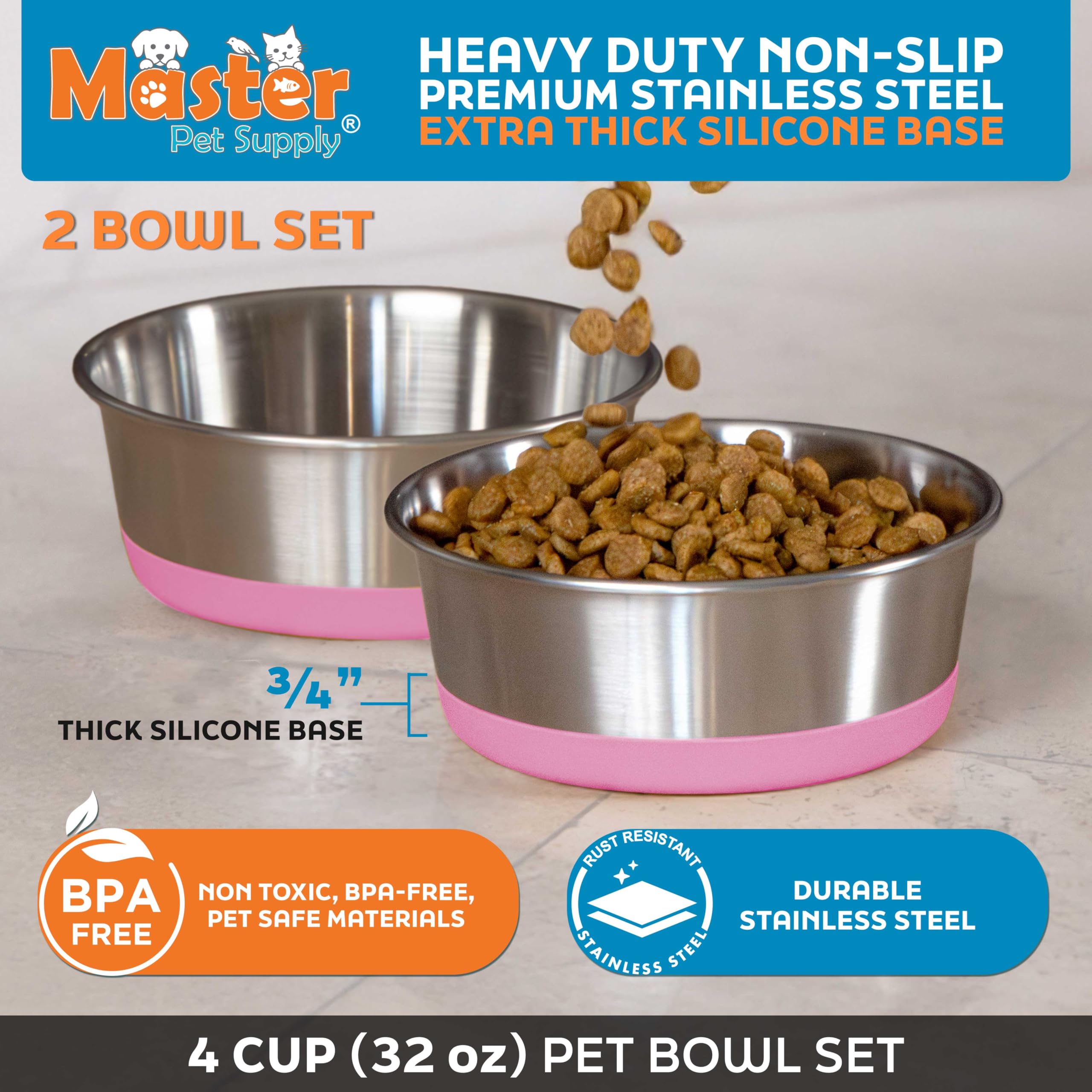 Base silicone anti-dérapante Master Pet Supply, stabilité sur sol.