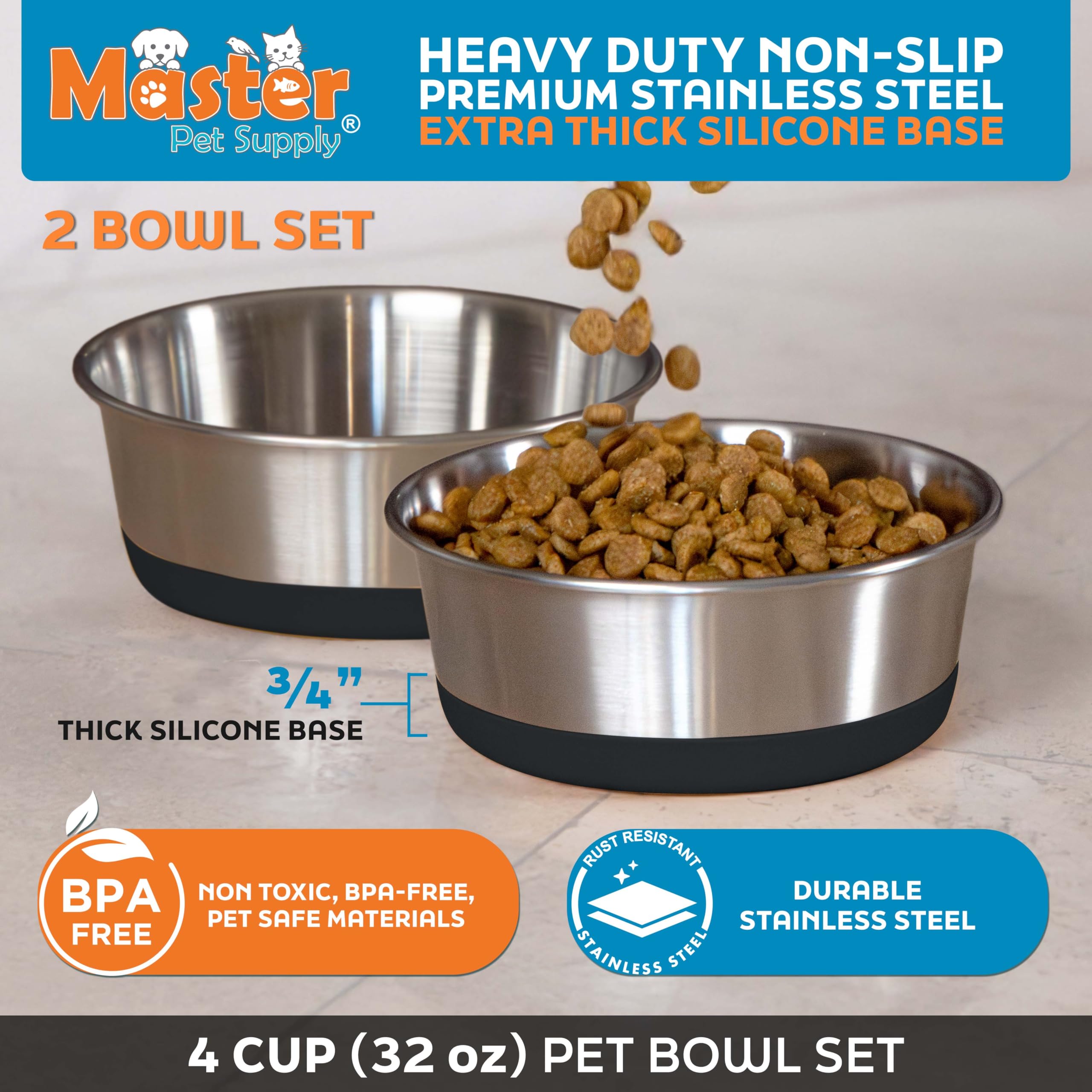 Master Pet Supply: base silicone extra epais, stable et silencieuse.