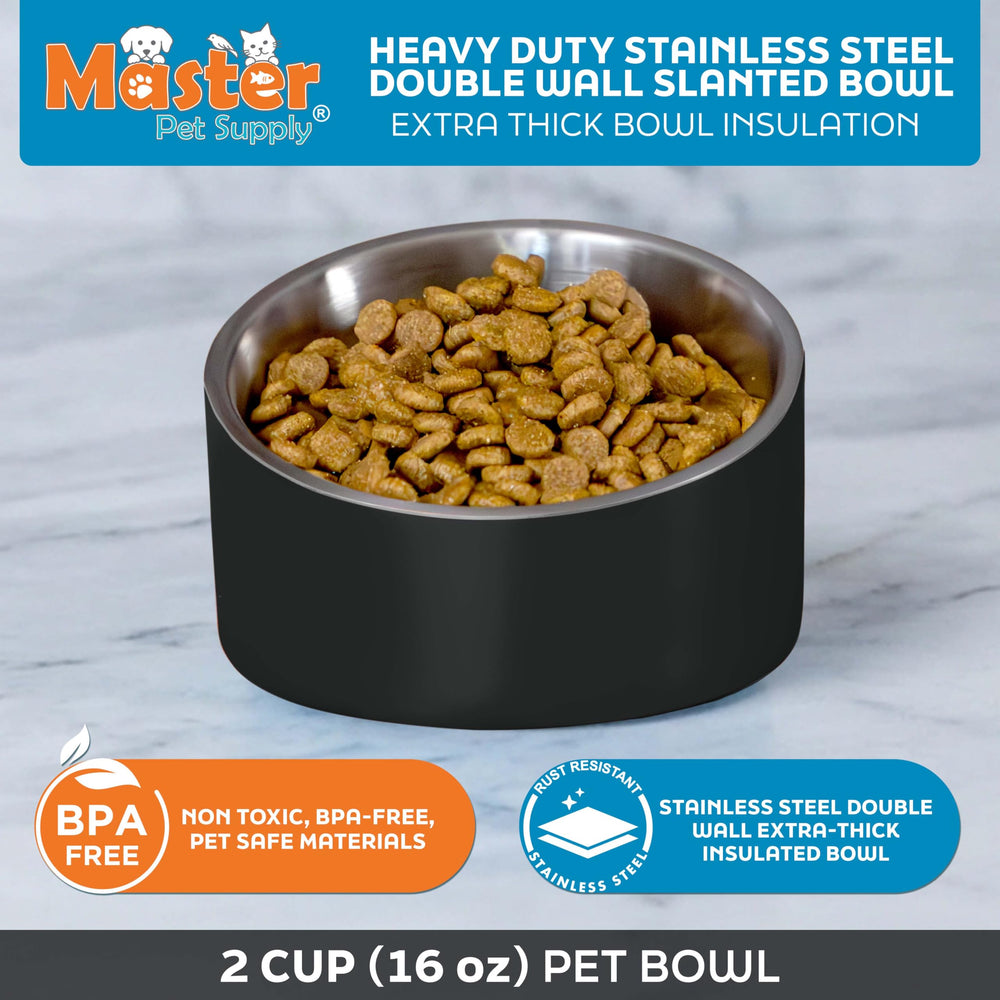 Master Pet Supply bol incline inox 16 oz, anti-rouille et compatible lave-vaisselle.