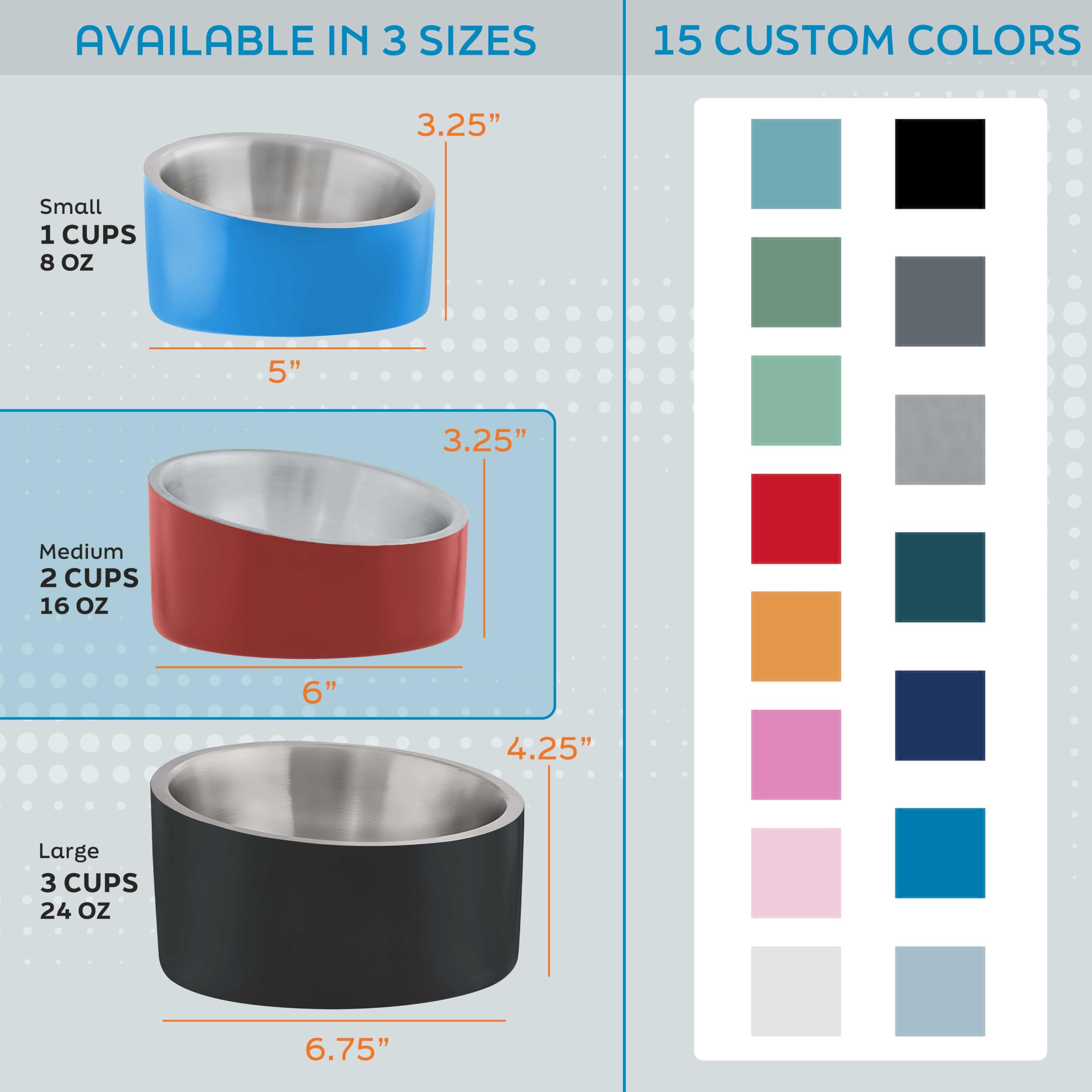 Master Pet Supply bol incline en inox 16 oz, base antidérapante stabilise le repas.