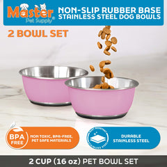 Bol inox Master Pet Supply, surface hygiénique et nettoyage facile.