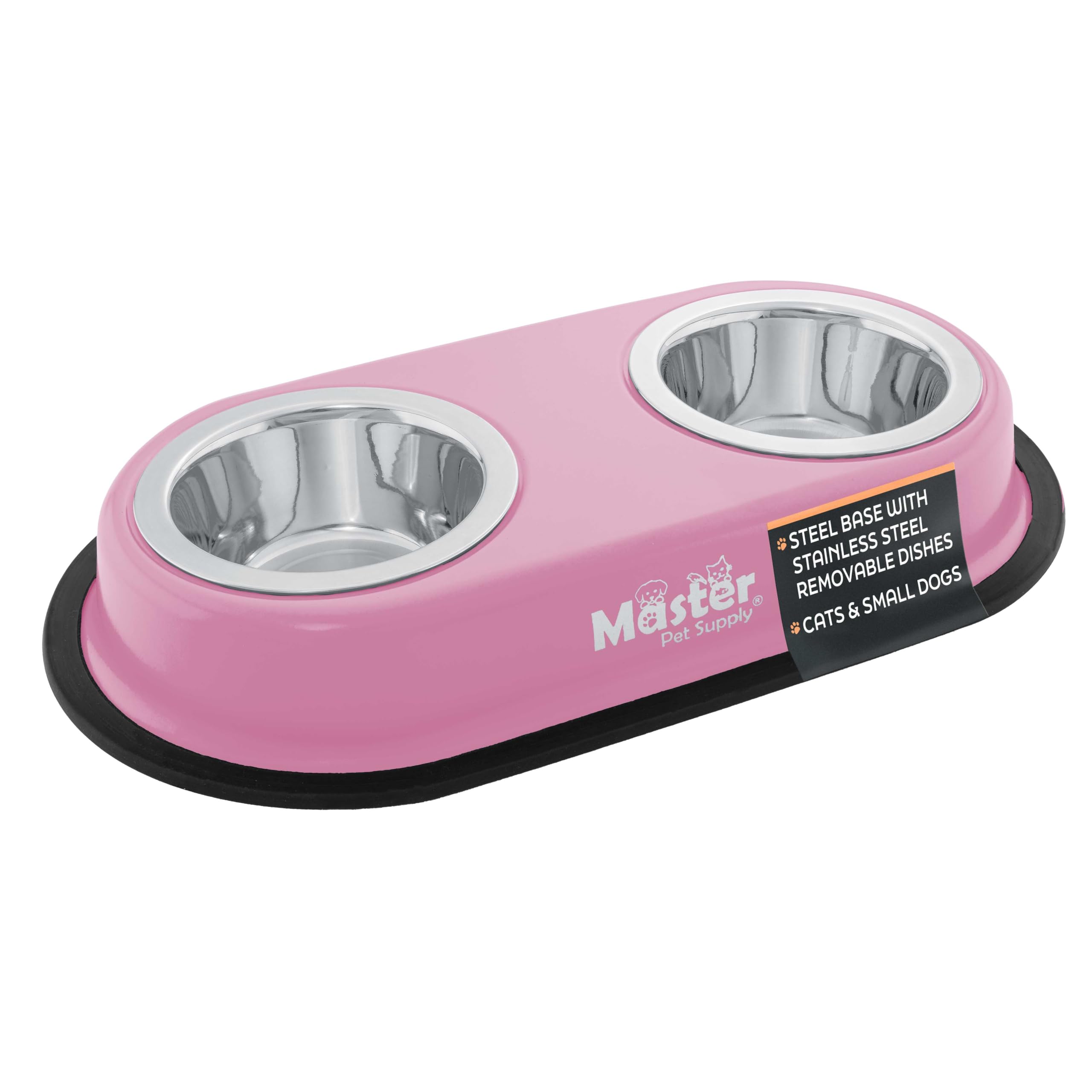 Master Pet Supply bol double avec socle élevé, rose néon, pratique pour repas et eau.