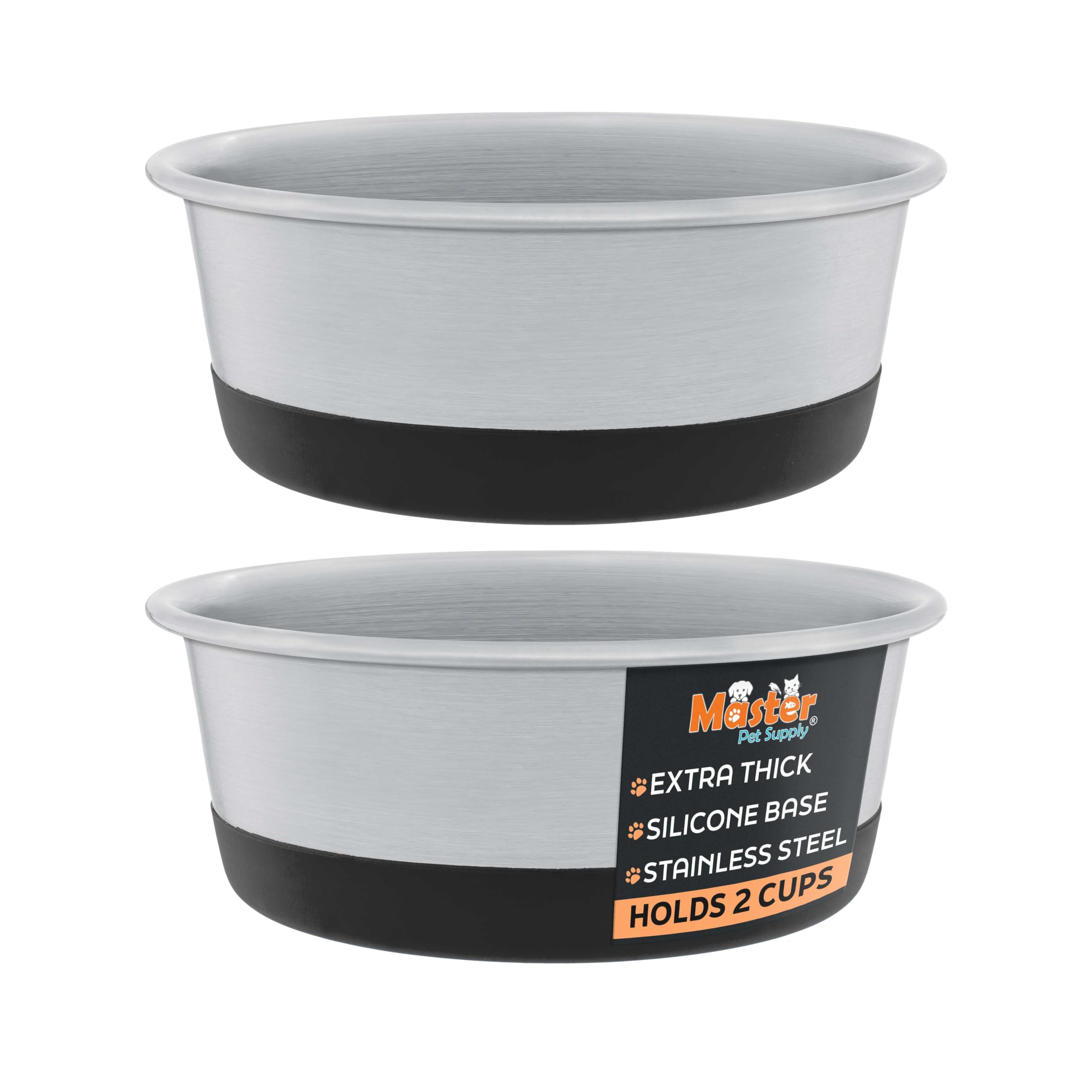 Master Pet Supply bols en acier inox ensemble 2 tasses pour chiens et chats, durables.