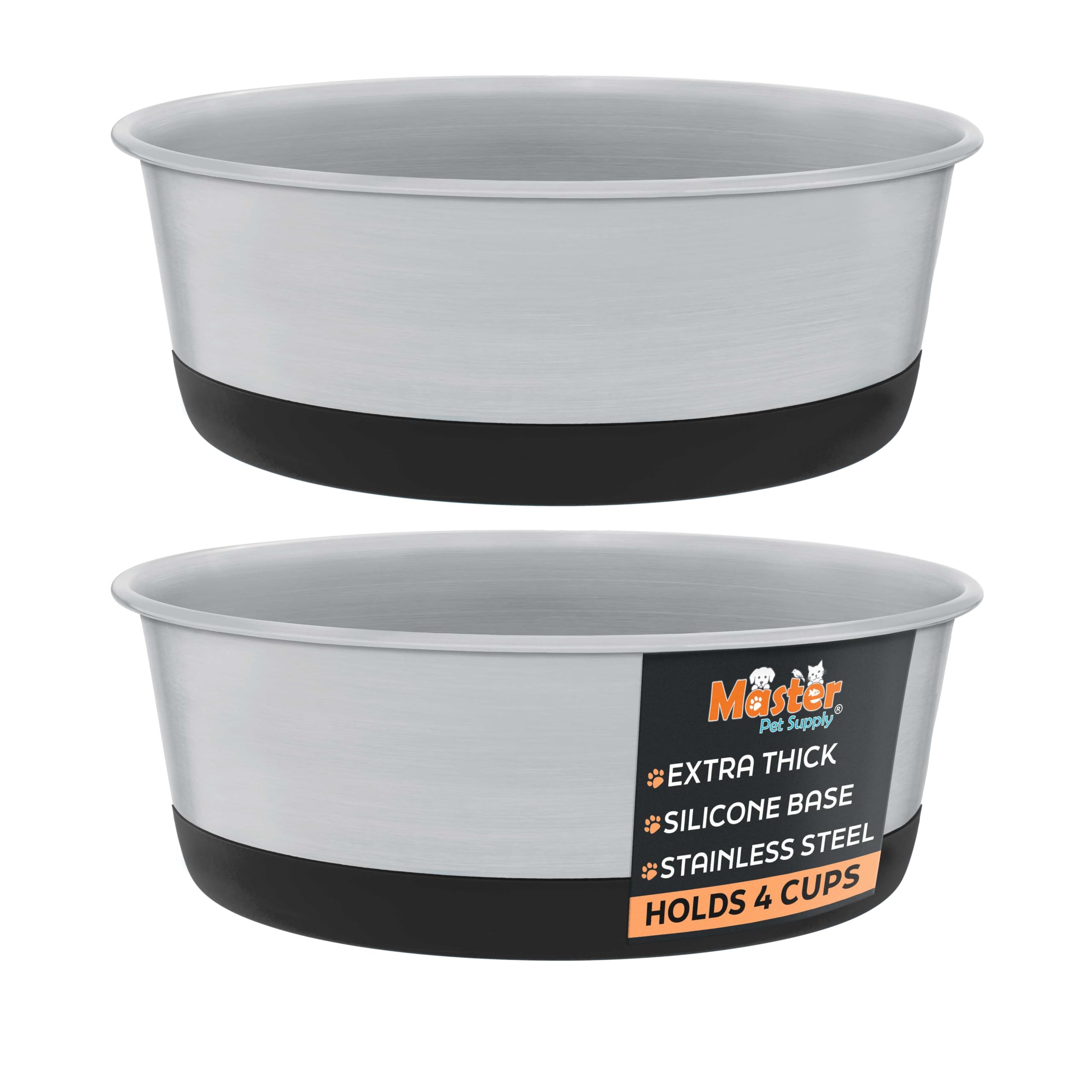Master Pet Supply: bols en inox 4 tasses ensemble, pratique pour repas et eau.