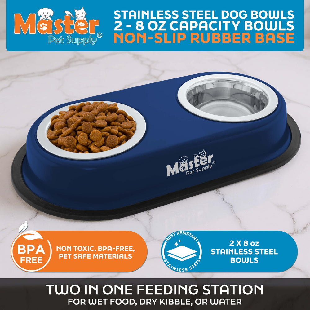 Bols en acier inox 8 oz Master Pet Supply, amovibles et faciles à nettoyer.