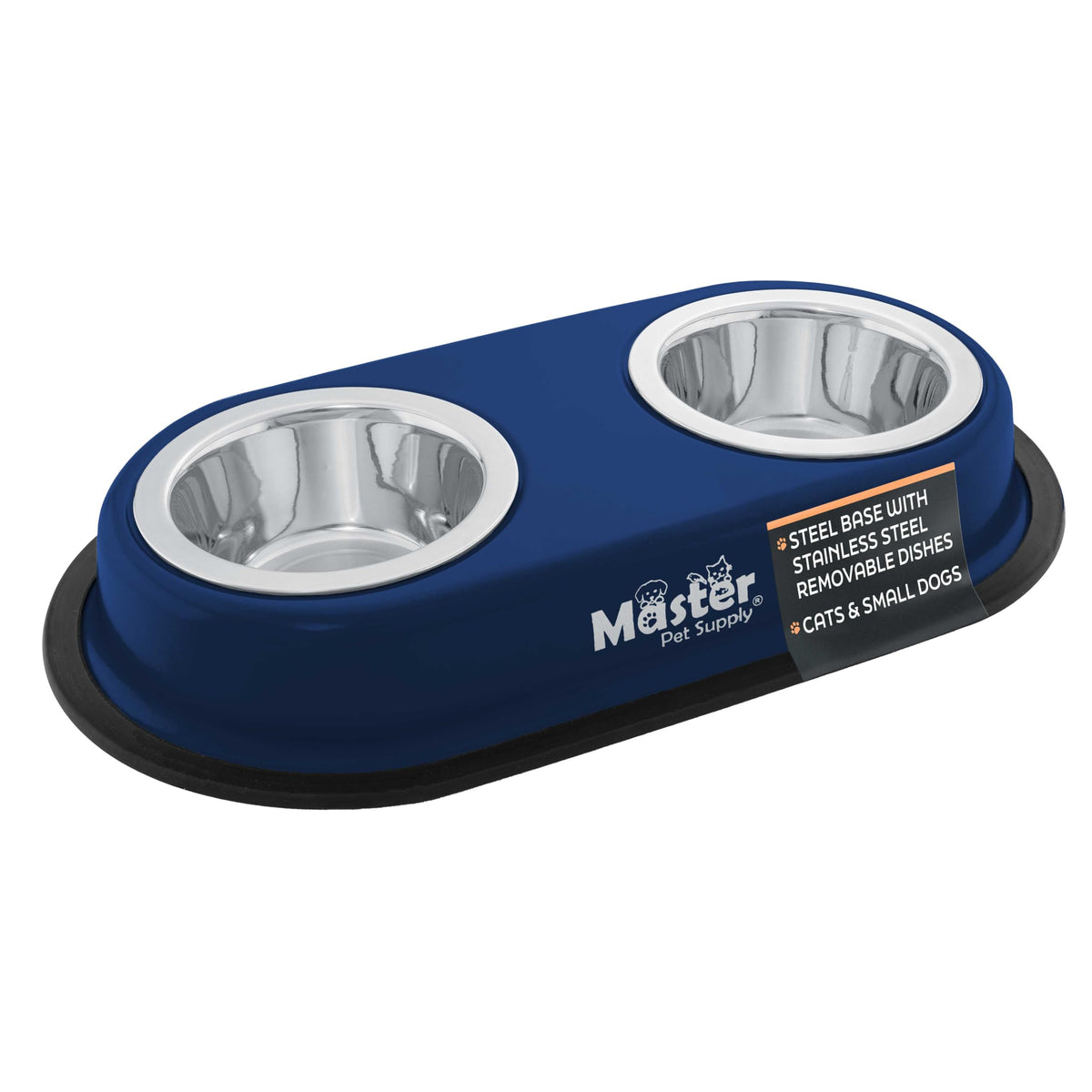 Master Pet Supply ensemble de doubles bols sur base élevée bleu marine, pratique et élégant.