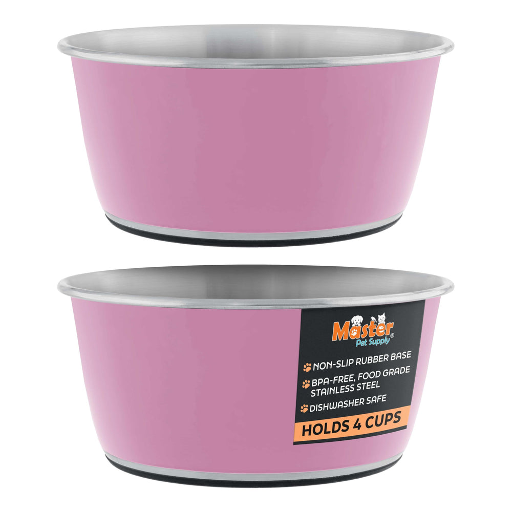 Master Pet Supply - ensemble de deux bols en acier inoxydable 32 oz, durables et faciles à nettoyer.