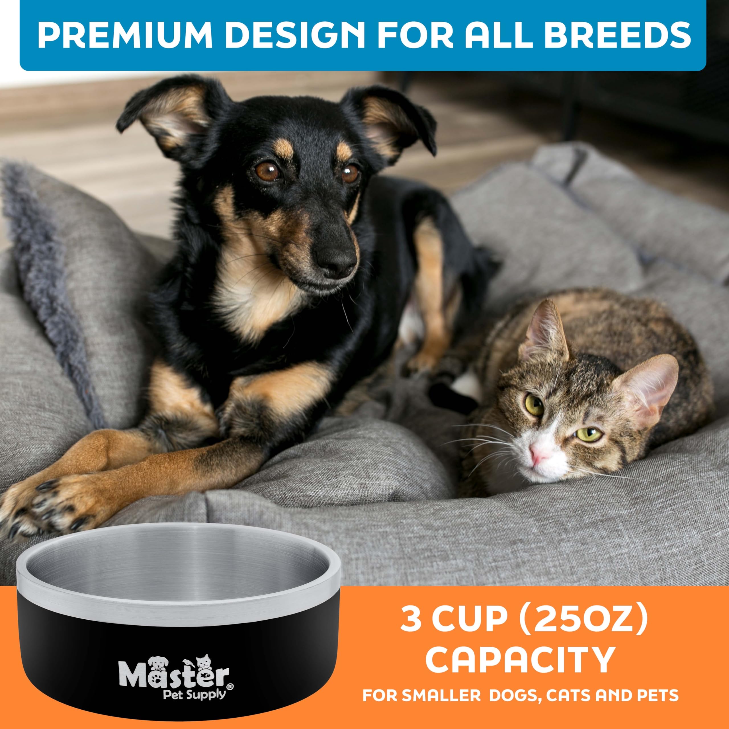 Master Pet Supply utilisation intérieur et extérieur, bol polyvalent pour nourriture ou eau.