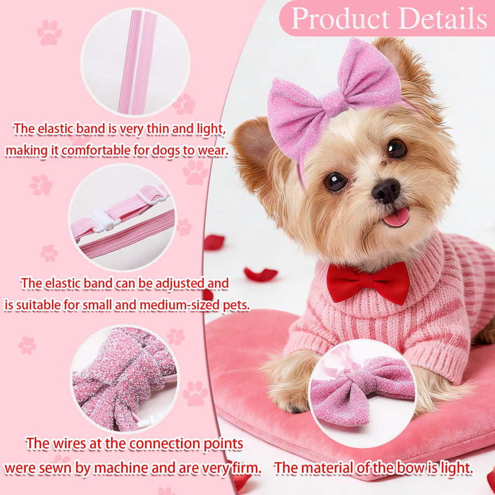 Masue Pets bandeau chien nœud rouge, parfait pour fêtes et promenades.