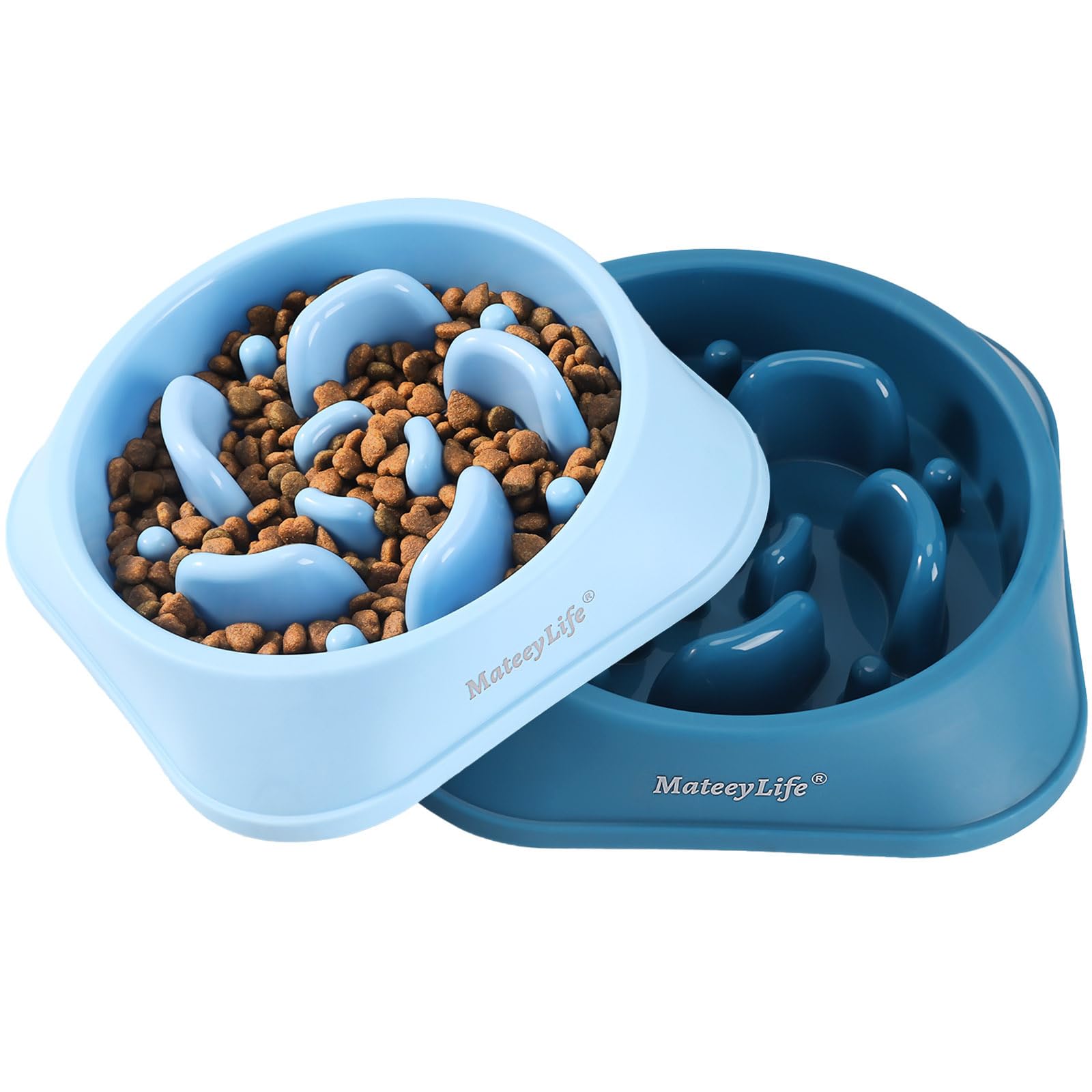 MateeyLife Bols ralentisseurs pour chiens – Ensemble 2 pièces, Puzzle anti-étouffement, Antidérapants, Ralentit l'alimentation, Labyrinthe pour races moyennes