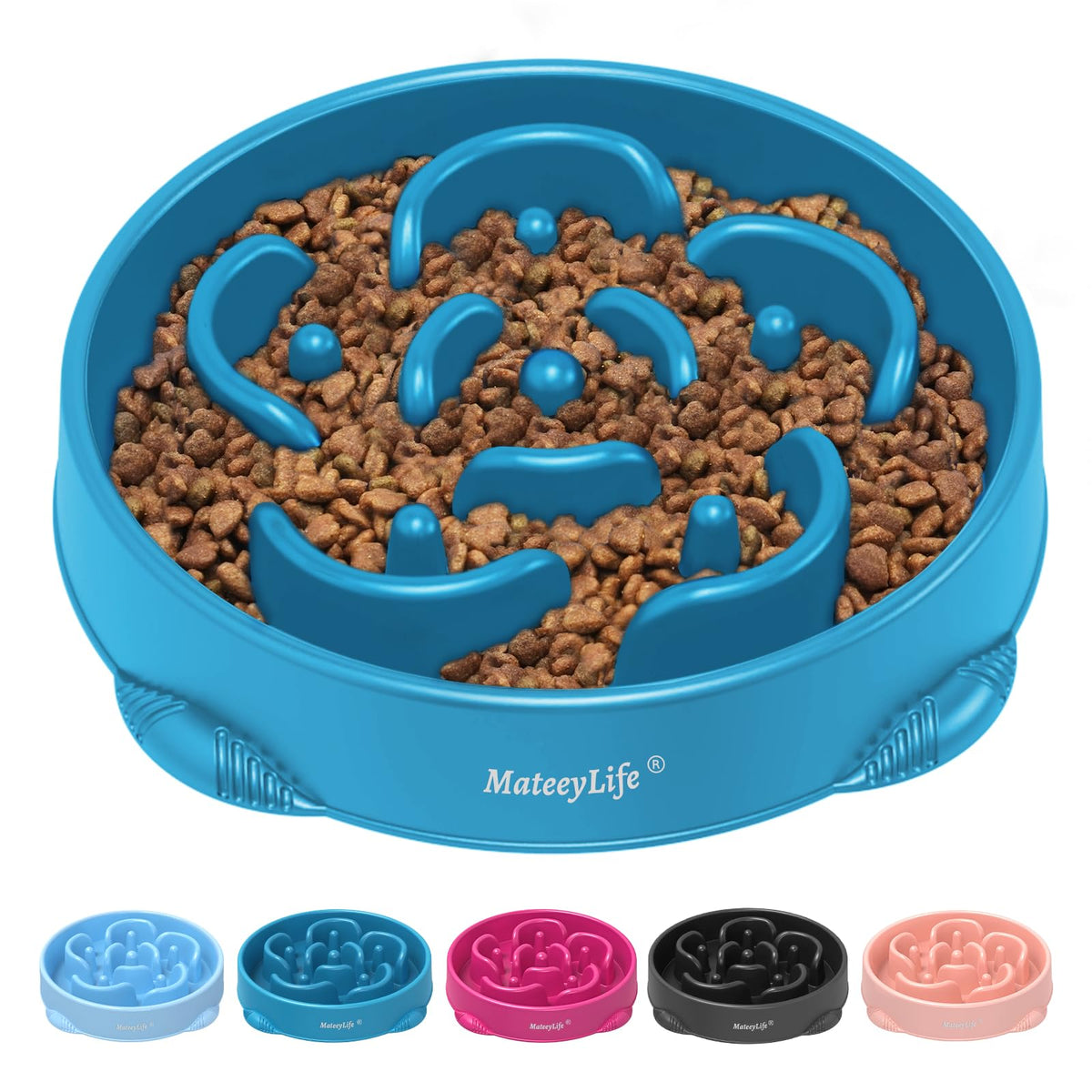 MateeyLife bol lentisseur puzzle pour chien grand bleu foncé, ralenti l'alimentation et encourage la mastication.