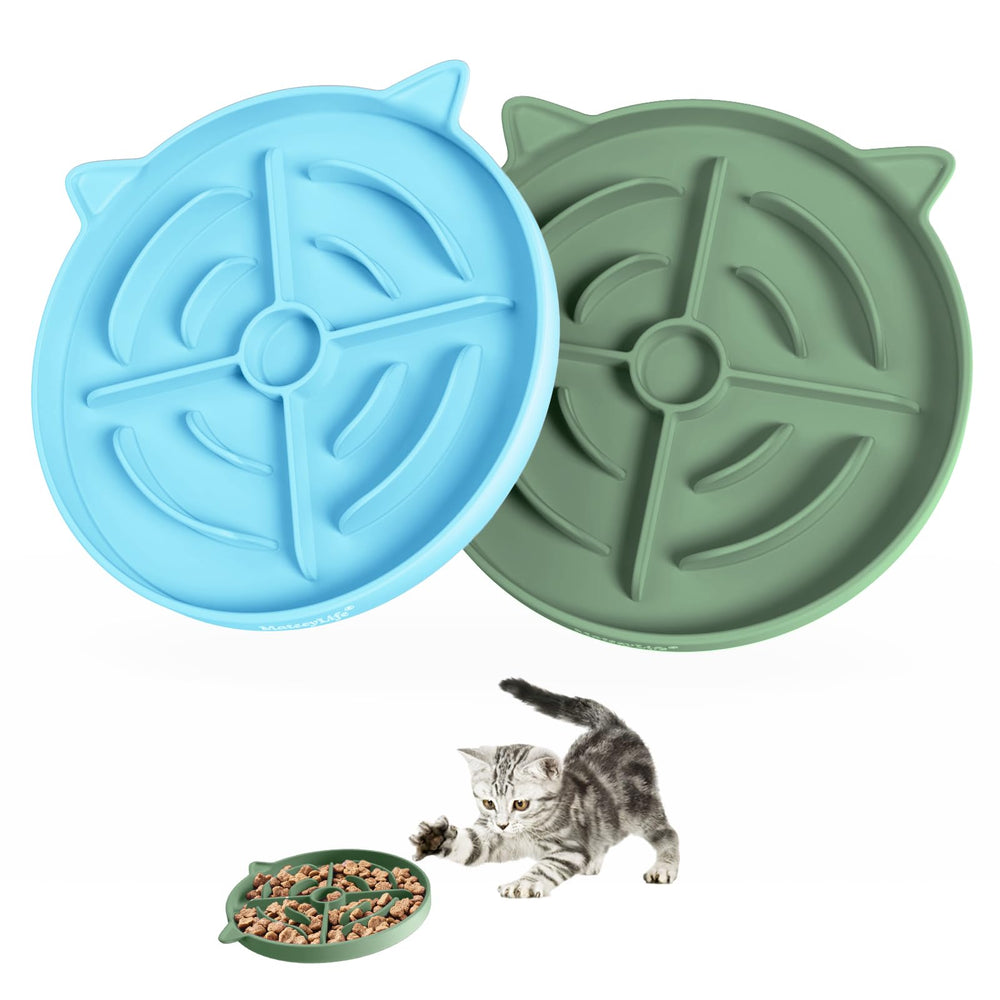 MateeyLife bol silicone distributeur lent chat, design cible ralentissant l’ingestion.