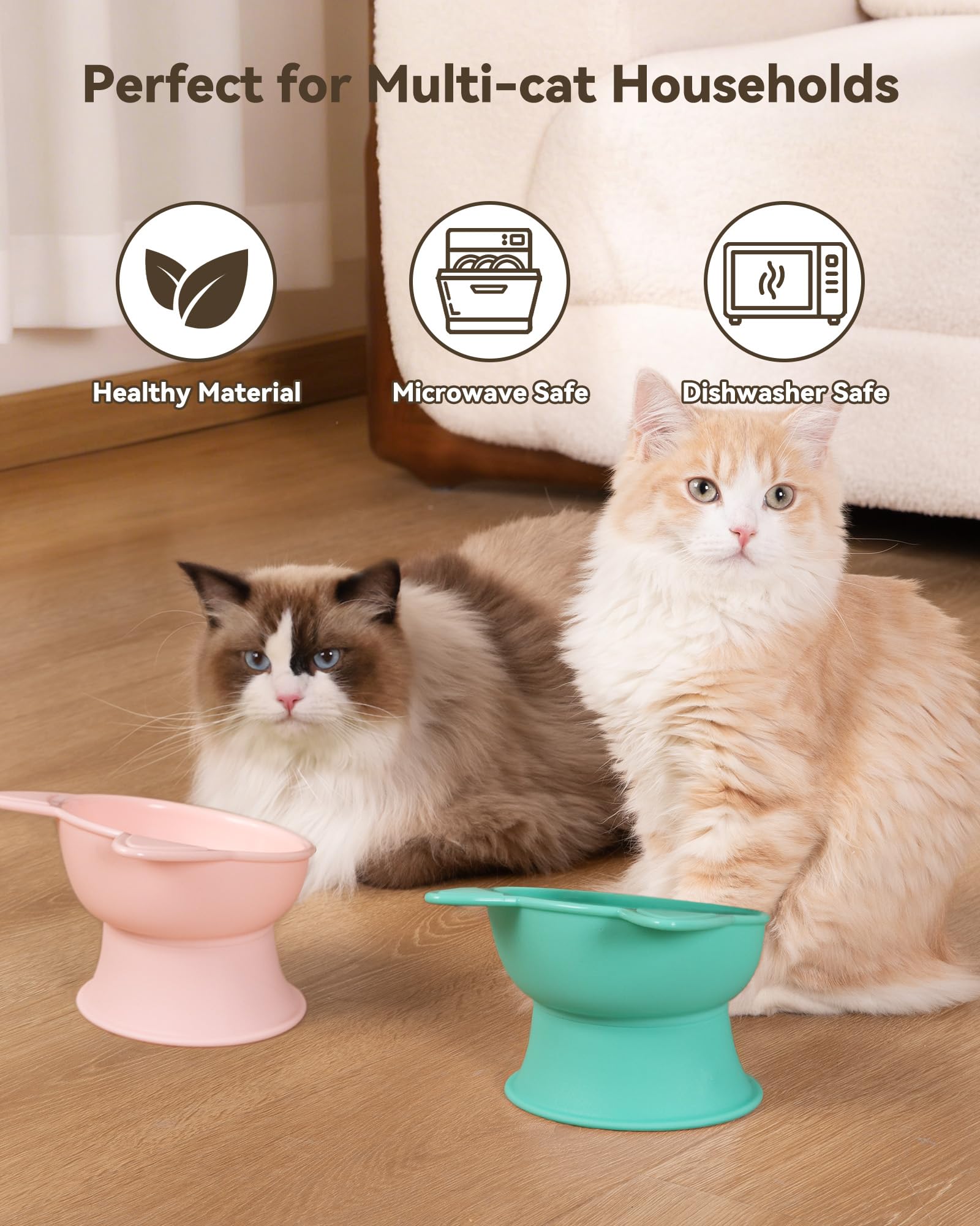 Utilisation en intérieur des bols surélevés MateeyLife pour repas et eau.
