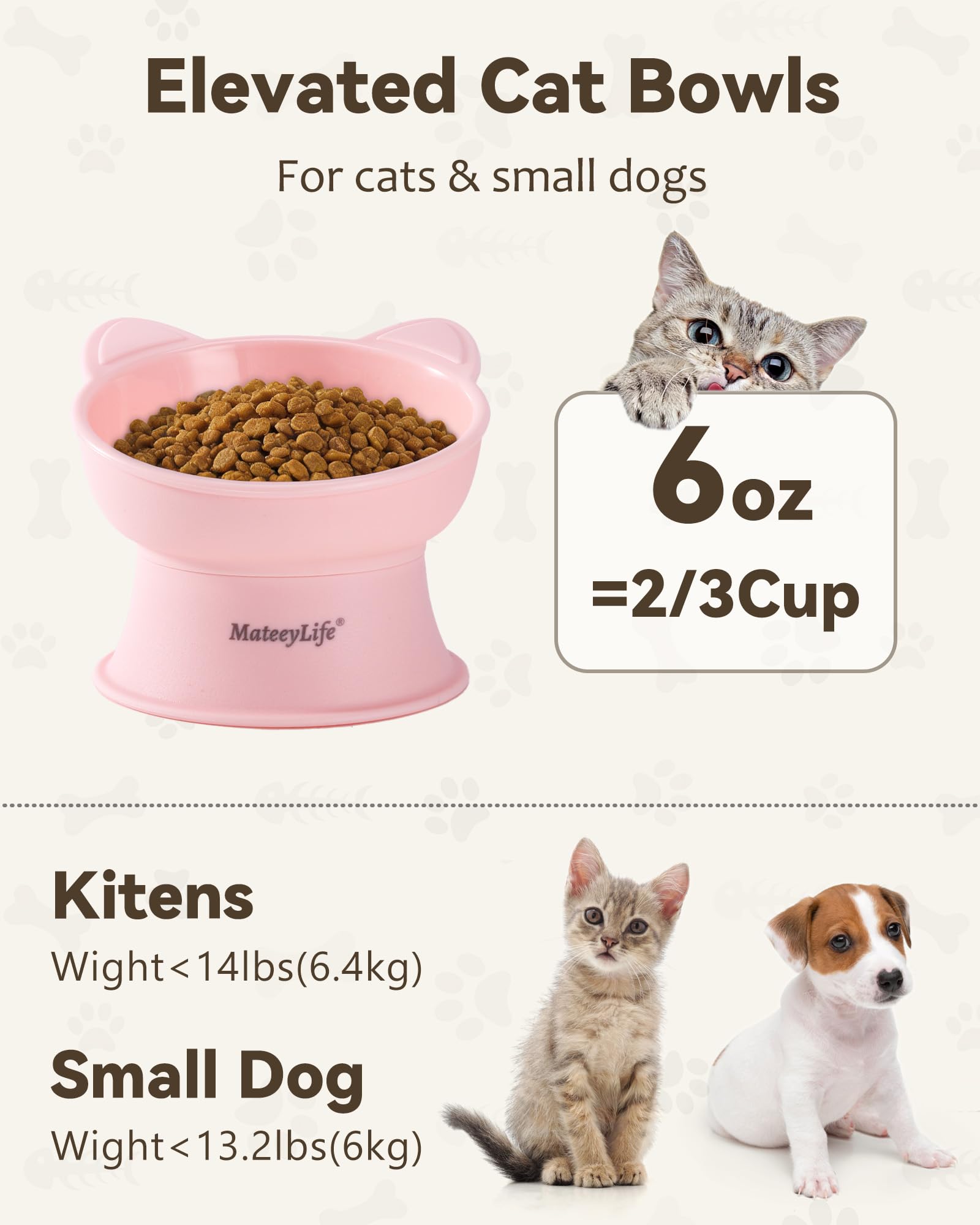 Bol adapté pour petits chiens et chats dans une configuration surélevée.