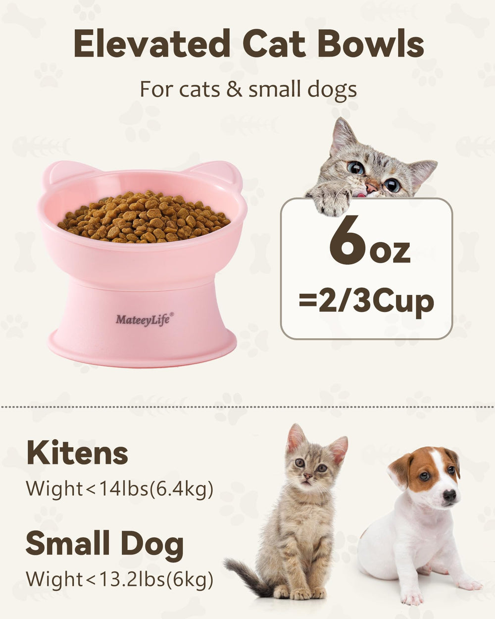 Bol adapté pour petits chiens et chats dans une configuration surélevée.