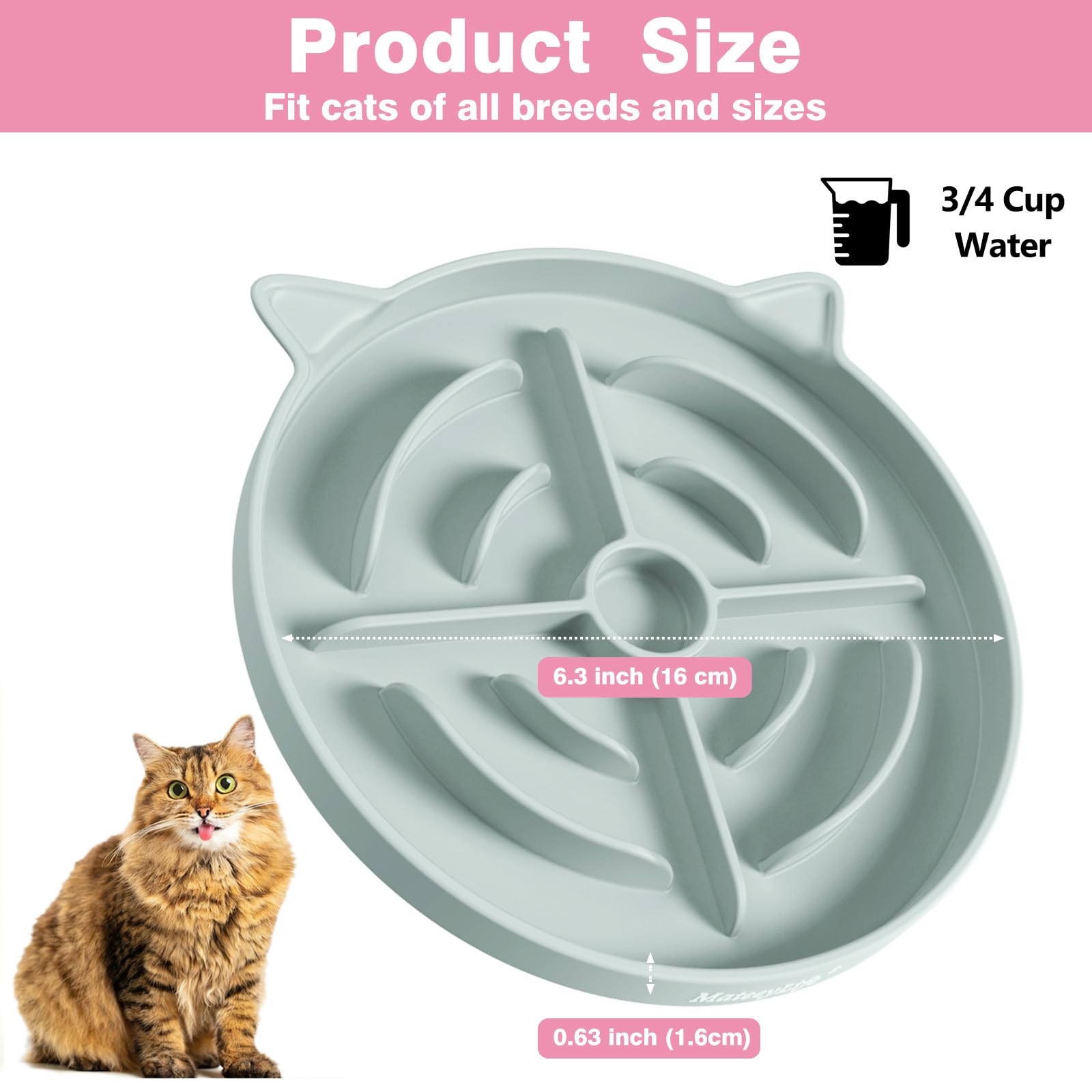 MateeyLife bol chat diamètre 16 cm, taille adaptée.