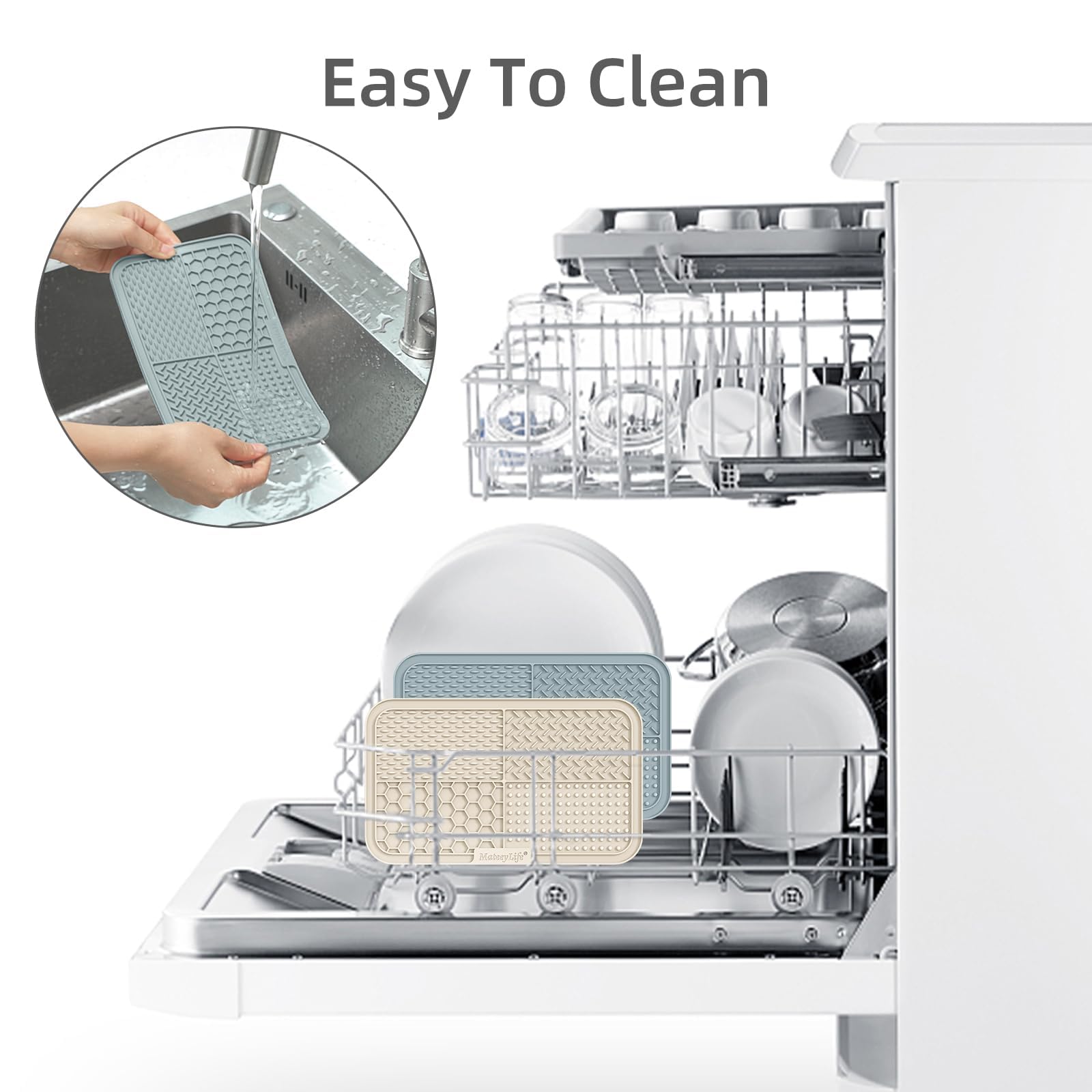MateeyLife ensemble de 2 tapis avec spatule et brosse pour un nettoyage facile.