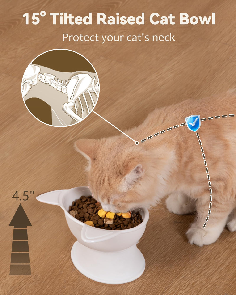 MateeyLife gamelles chat inclinaison 15deg pour une posture confortable.