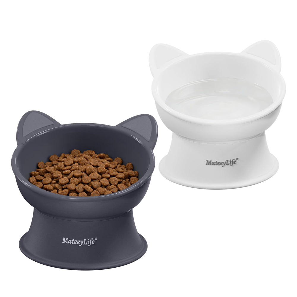 MateeyLife gamelles surélevées pour chat, ensemble 2, posture naturelle facilitée.