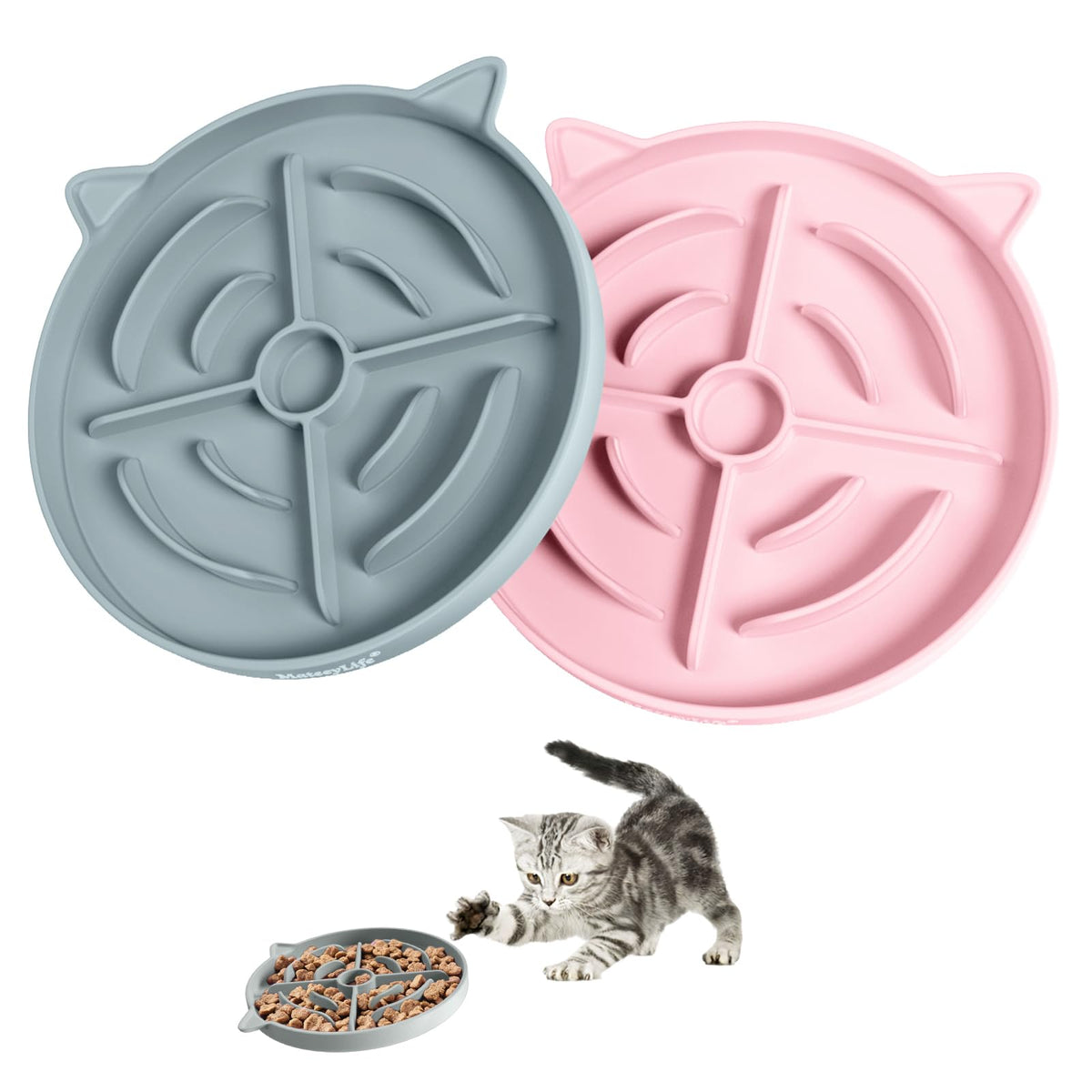 MateeyLife bol en silicone slow feeder pour chat, design lent et sûr.