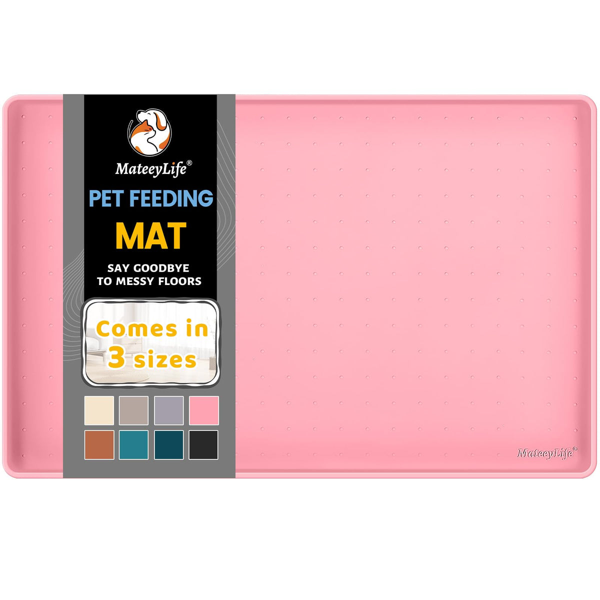MateeyLife tapis alimentaire en silicone protégeant les sols lors des repas chat et chien