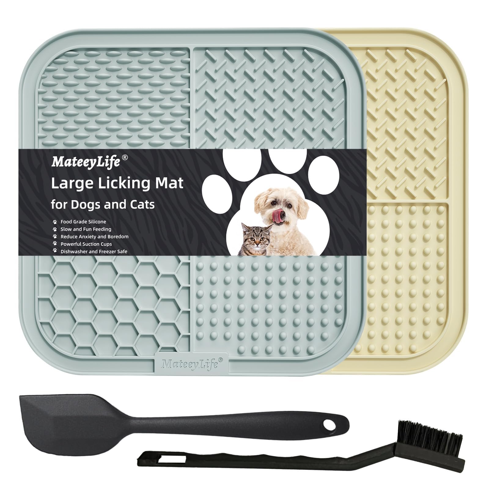 MateeyLife tapis-de-lechage deux-pièces pour chiens et chats, apaise et occupe.